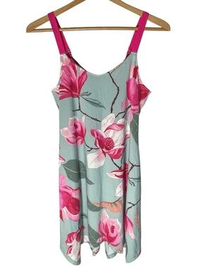 C18- Lilac & London Floral Slip Dress with adjustable Hot Pink Straps